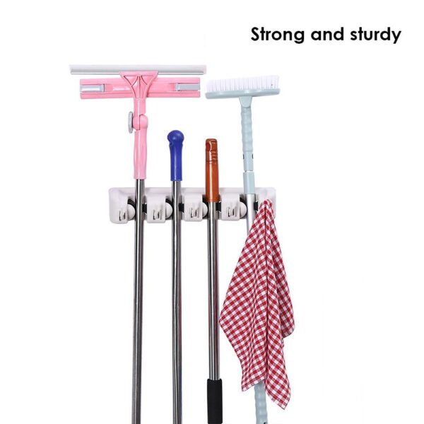 4 Layer Mop and Broom Holder, Garden Tool Organizer, Multipurpose Wall Mounted - Image 6