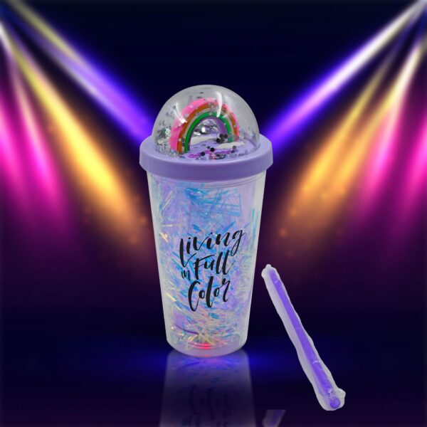 Sipper Bottle with Straw, LED Glow Light  for Kids/Tumbler with Straw/Vacuum Flask/Sipper Plastic Tumbler/Sipper Bottle with Straw (Pack of 1) - Image 3