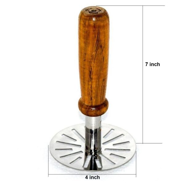 Stainless Steel Potato Masher, Pav Bhaji Masher with wooden handle - Image 5