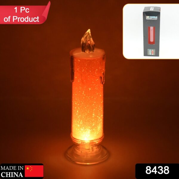 Red LED Flameless Candles Battery Operated Pillar Candles Flickering Realistic Decorative Lamp Votive Transparent Flameless Ornament Tea Party Decorations for Hotel, Scene,Home Decor, Restaurant, Diwali Decoration Candle Crystal Lamp (1 Pc) - Image 2
