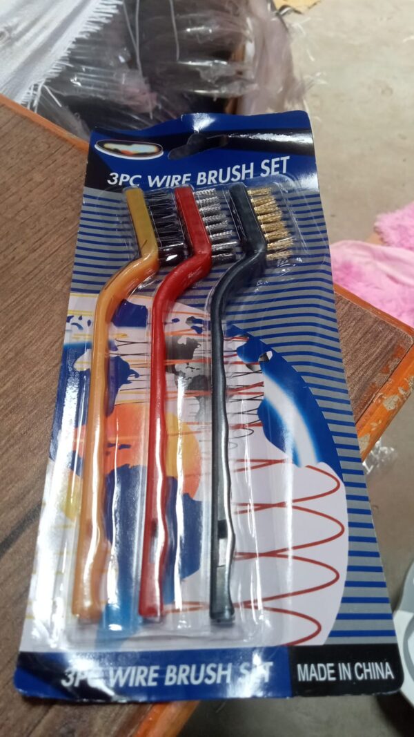 '-3 Pc Mini Wire Brush Set (Brass, Nylon, Stainless Steel Bristles) - Image 8