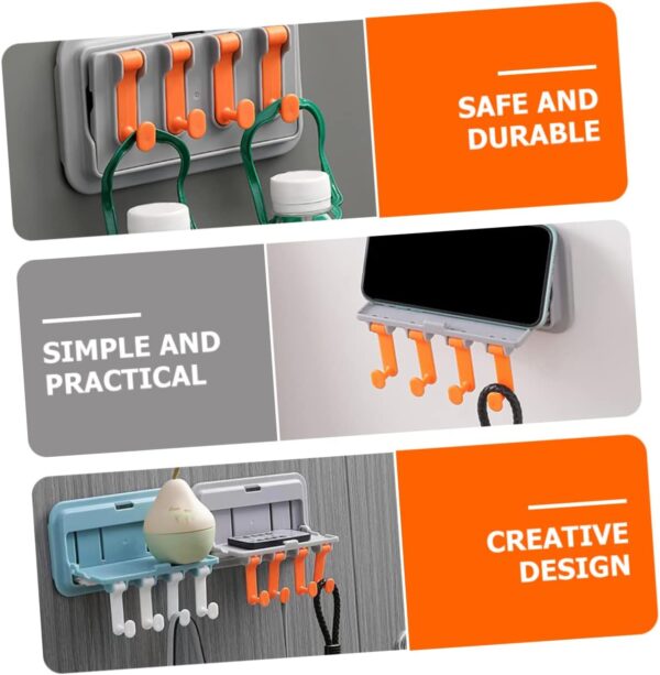 Multi-Purpose Hook up Wall Mounted Hook Towel Hook Rack Foldable Wall Hooks Mobile Holder Stand Towel Hangers Wall Mounted Coat Rack Foldable Hook, Mobile Stand - Image 3