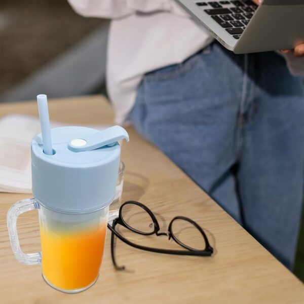 2 In1 Portable Crusher Juicer With Handle & Straw for Smoothie Sipper USB Rechargeable (340 ml) 6 Stainless Steel Blades Compact Juicer Mixer, Juicer Portable Fresh Juice Blender Portable Electric Juicer ( 340 ML ) - Image 3