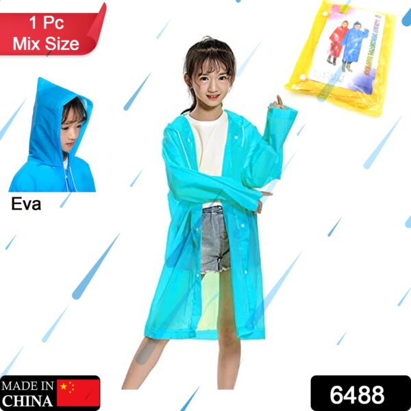 Mix Size Portable Student Rain Coat, Kid's Girl's & Boy's Outdoor Traveling Eva Material Raincoat/Rain wear/Rain Suit for Outdoor Accessory (1pc) - Image 2