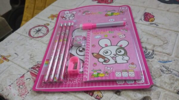 Kids' Stationery Kit: Wooden Pencils, Sharpener, Eraser, Diary (8 Pc Set) - Image 7