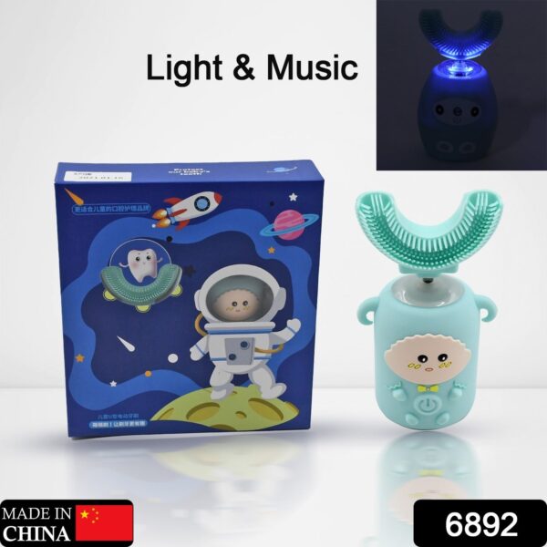 Electric Toothbrush With Light & Music, Kids U-Shaped 360Â° USB Rechargeable Plastic Automatic Toothbrush Portable Adjustable Cleaning Whitening Toothbrush with USB Charging Function Plastic + ABS for Kids - Image 2