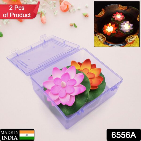 Smokeless LED Lotus Candles (2 Pc): Indoor/Outdoor Décor - Image 2