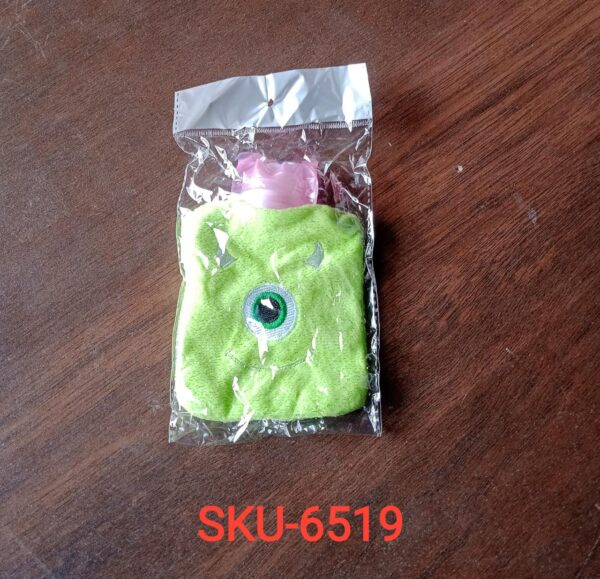 Green One-Eyed Monster Print Small Hot Water Bag with Cover for Pain Relief - Image 9