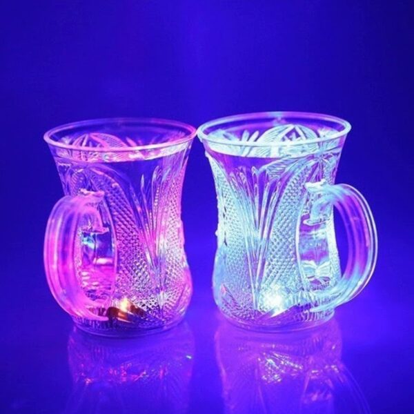 Flashing Cup LED Water Sensor Light up Cup with Handle for Home Kitchen Fun Luminous Water Cup, Party / Birthday / Nightclub / Christmas / Disco Entertainment Cup (2 Pcs Set) - Image 5