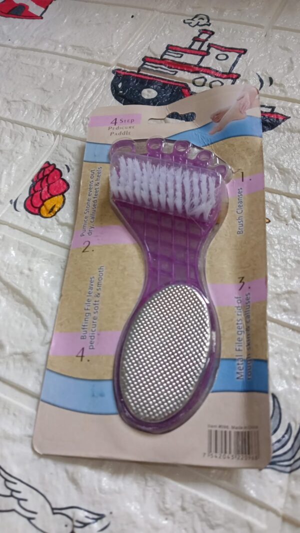 4 in 1 Pedicure Tool for Rough & Dry Feet Dual-Sided with Pumice Stone Soft Brush Steel Scrubber & Emery File Softens Hard Foot Corns & Calluses Cleanses & Smoothens Dull Feet - Image 7