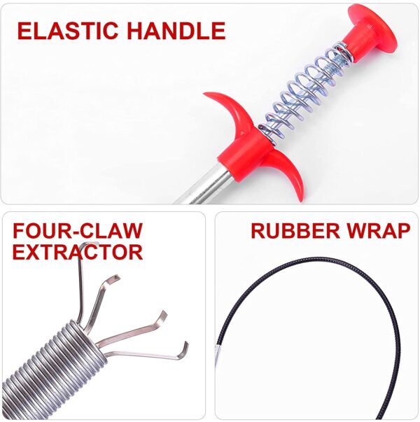 Multifunctional Cleaning Claw Pilpe Cleaner Drainage Block Remover Drain Spring Pipe Dredging Tool, Drain Cleaning Tool for Hair Drain Drain Cleaner Sticks drain pipe clearer (290 Cm) - Image 2