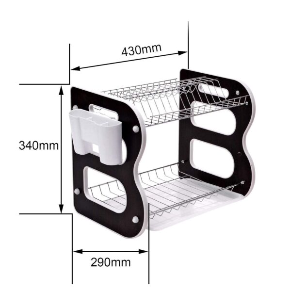 DISH DRAINER TWO LAYER DISH DRYING RACK WITH DRAIN BOARD - Image 3