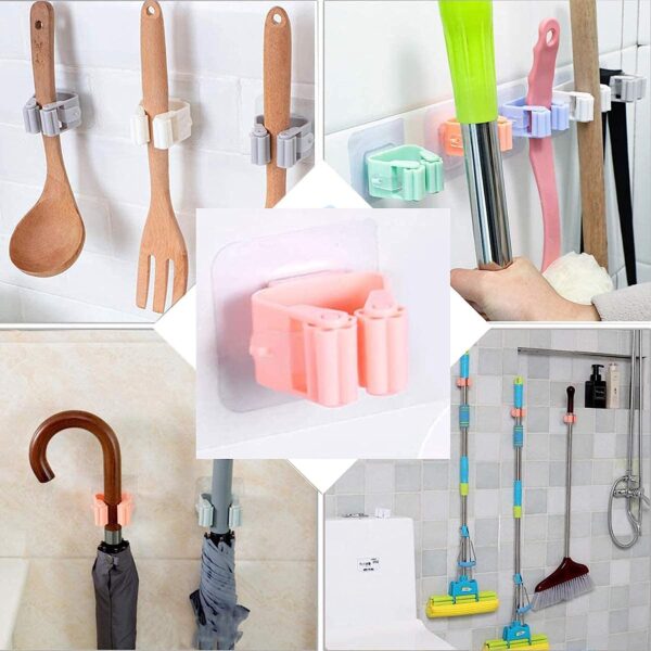 Broom Holder Wall Mounted, Mop and Broom Holder Broom Organizer Grip Clips, No Drilling, Wall Mounted Storage Rack Storage & Organization for Kitchen, Bathroom, Garden - Image 5