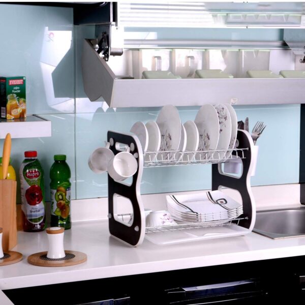 DISH DRAINER TWO LAYER DISH DRYING RACK WITH DRAIN BOARD - Image 5
