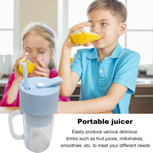 2 In1 Portable Crusher Juicer With Handle & Straw for Smoothie Sipper USB Rechargeable (340 ml) 6 Stainless Steel Blades Compact Juicer Mixer, Juicer Portable Fresh Juice Blender Portable Electric Juicer ( 340 ML ) - Image 7