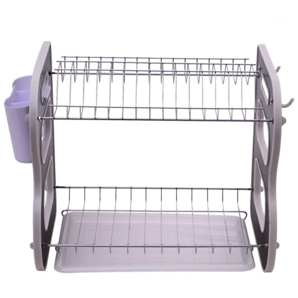 DISH DRAINER TWO LAYER DISH DRYING RACK WITH DRAIN BOARD - Image 4