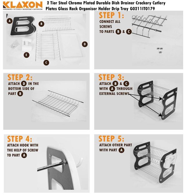 DISH DRAINER TWO LAYER DISH DRYING RACK WITH DRAIN BOARD - Image 2