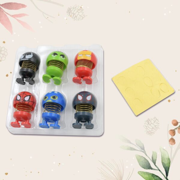 Car Dashboard Spring Dancing Toys 6 pcs / Set Car Interior Decor Bounce Doll - Image 3