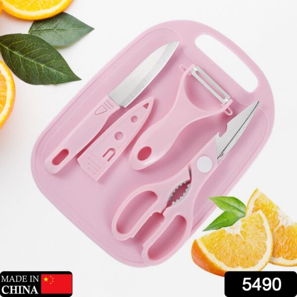 Mini Travel Cutting Board Set, 4 Pcs Portable Mini Camping Plastic Cutting Board & Knife, Fruits & Vegetable Peeler Scissors, Kitchen Knives Set, for travel, picnic, camping, outdoor, park (4 Pc Set) - Image 2