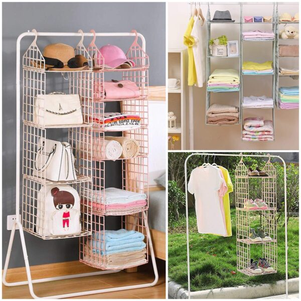 Multipurpose 5 Layer Folding Clothes Storage Racks||Closet for Students Wardrobe Shelves Socks, Scarf, t-Shirt, etc||Hanging Organizer Storage Holders & Racks - Image 13