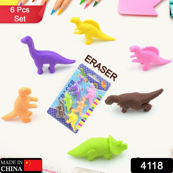 Dinosaur Shaped Erasers Animal Erasers for Kids, Dinosaur Erasers Puzzle 3D Eraser, Mini Eraser Dinosaur Toys, Desk Pets for Students Classroom Prizes Class Rewards Party Favors (6 Pcs Set ) - Image 2