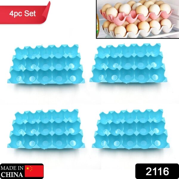 15 Cavity Plastic Egg Tray Egg Trays for Storage with 15 Eggs Holder (4 Pc Set) - Image 2