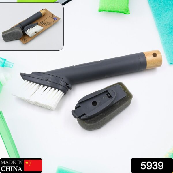 Cleaning Brushes Set, Scrub Brush Bathroom Brush, Long Handle Liquid Dispenser Pot Washing Brush - Image 2