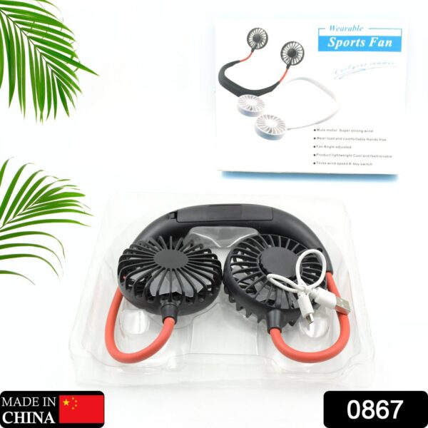 Hand Free Personal Fan - Portable USB Battery Rechargeable With Battery Comaprtment Mini Fan - Headphone Design Wearable Neckband Fan Necklance Fan Cooler Fan for Home, Sport, Camping, Beach, Travel, Office (Battery Not Included) - Image 3