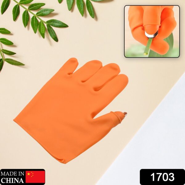 Gloves Silicone Thumb Knife Finger Protector Gears Cutting Vegetable Harvesting Knife Pinching Plant Blade Scissors Garden Gloves, Right-Handed Gloves (1Pc) - Image 2