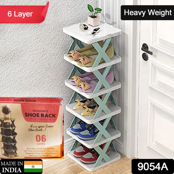 6 LAYER SHOE RACK DESIGN LIGHTWEIGHT ADJUSTABLE PLASTIC FOLDABLE SHOE CABINET STORAGE PORTABLE FOLDING SPACE SAVING SHOE ORGANIZER HOME AND OFFICE - Image 2