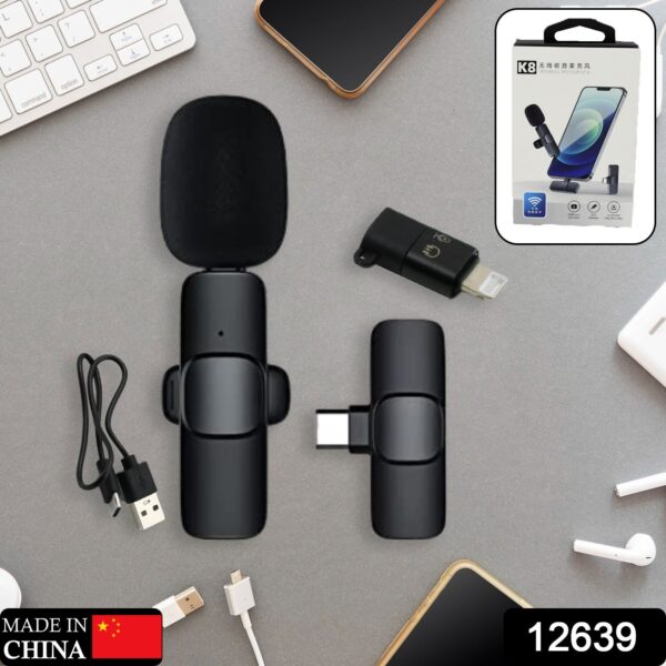 Intelligent Noise Cancelling Live Streaming Clip on Microphone for Type-C & for iPhone with Charging Mini Wireless Lapel Collar Microphone - Image 2