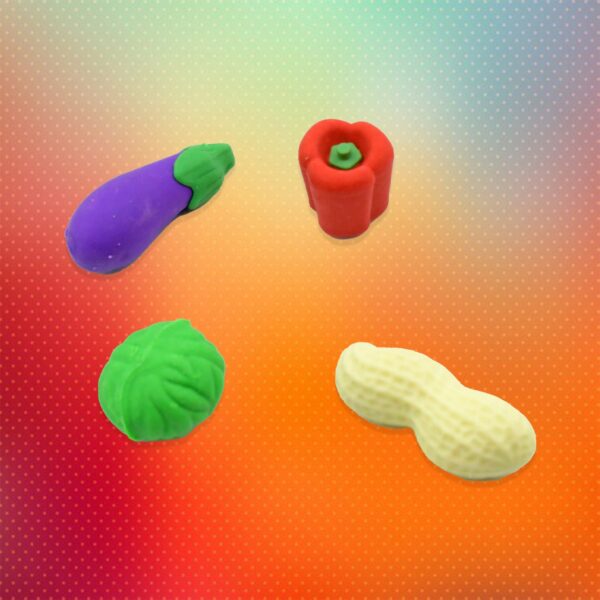 Mini Cute Vegetable & Fruit Erasers (4 Pc): Pencil Rubbers for Kids - Image 4