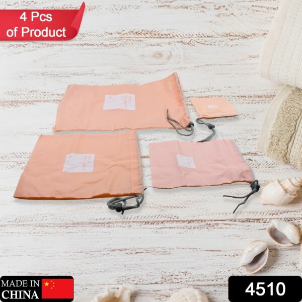 Travel Storage Bag Waterproof Nylon Drawstring Pouch Men and Women Folding Clothes Classified Organizers Packing Shoes Luggage Bags (4 Pc Set) - Image 2