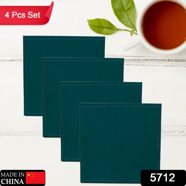 Square Tea Coaster - Dining Table Decor Accessories - Coaster for Dining Table for Hot Pots Coasters for Cups Durable and Long-Lasting, Leather Coffee Table for Home or Office Use (4 pc) - Image 2