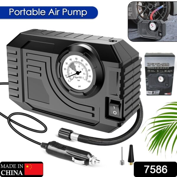 Tire Inflator Portable Air Compressor 12V Small Air Pump for Car Tires Bicycle Balloons, Cars, Bike, Bicycles and Other Inflatables with LED Light (12V) - Image 2