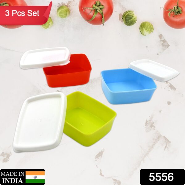 Plastic Airtight Containers Set, Small Plastic Container Set, Rectangular Plastic Food, Pickle, Fridge Containers Multicolor Kitchen Storage Container (3 Pcs Set) - Image 2