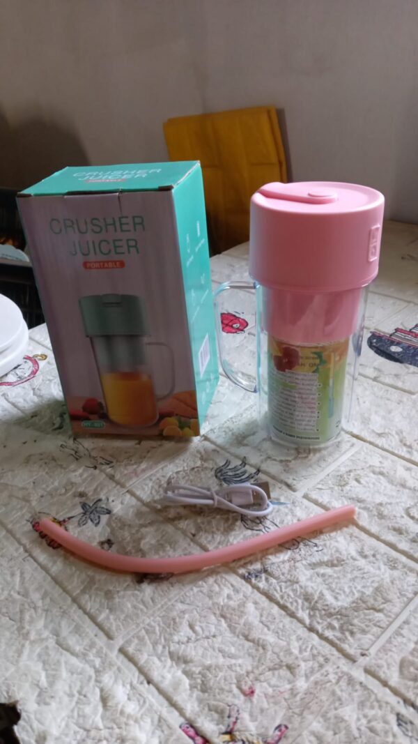 2 In1 Portable Crusher Juicer With Handle & Straw for Smoothie Sipper USB Rechargeable (340 ml) 6 Stainless Steel Blades Compact Juicer Mixer, Juicer Portable Fresh Juice Blender Portable Electric Juicer ( 340 ML ) - Image 9