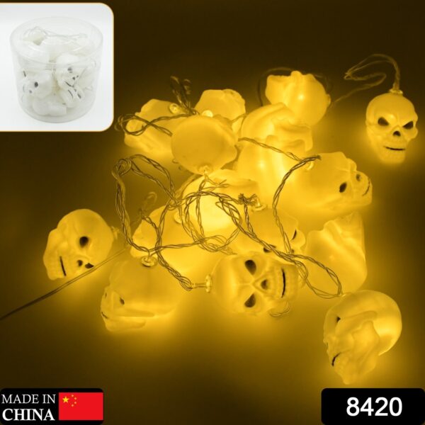 Halloween Decoration Outdoor Indoor Skeleton Head Skulls String Light Set Blow Mold, Decoration Lights Fairy Lights Led Garlands Halloween Decor Garland Decor Wreath Pumpkin - Image 2