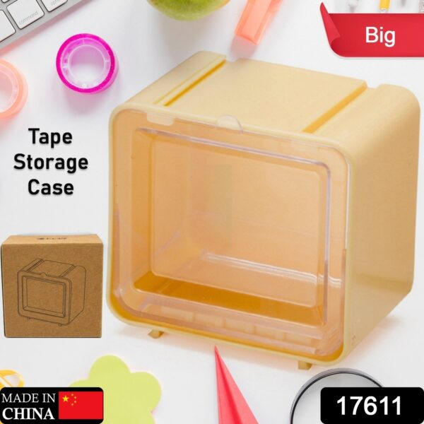 Storage Box Storage Container Tape Storage Boxes Durable Convenient Plastic Transparent Lid Visible Tape Storage Box / Case for Office - Image 2