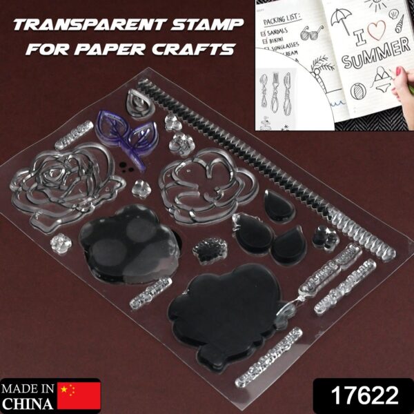 Reusable Rubber Stamp, TPR Stamp DIY Accessories Good Stamping Effect DIY Transparent Stamp Stick Repeatedly for Envelope for Diary for Invitation Letter, Photo Album Decoration for Paper Crafts (Mix Design / 1 Set) - Image 6