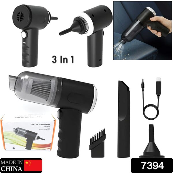3 in 1 Car Mini Vacuum Cleaner with Blower Wireless Portable Rechargeable Handheld High Power Suction Vacuum Cleaning Machine for Home Car Computer Keyboard Cordless Air Blowing Dusting - Image 2