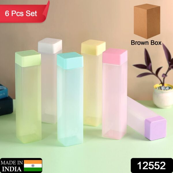 Large Capacity Plastic Water Bottle | Set of 6 | Square Water Bottle (940ml each) - Image 2