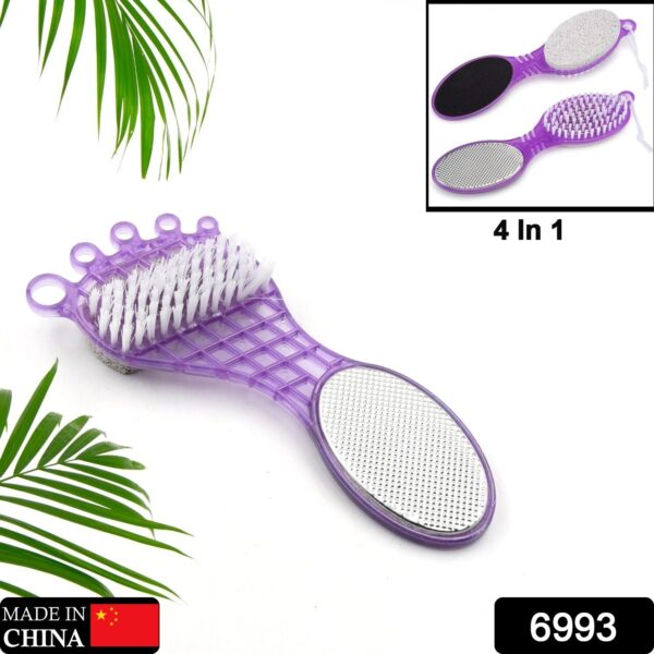 4 in 1 Pedicure Tool for Rough & Dry Feet Dual-Sided with Pumice Stone Soft Brush Steel Scrubber & Emery File Softens Hard Foot Corns & Calluses Cleanses & Smoothens Dull Feet - Image 2