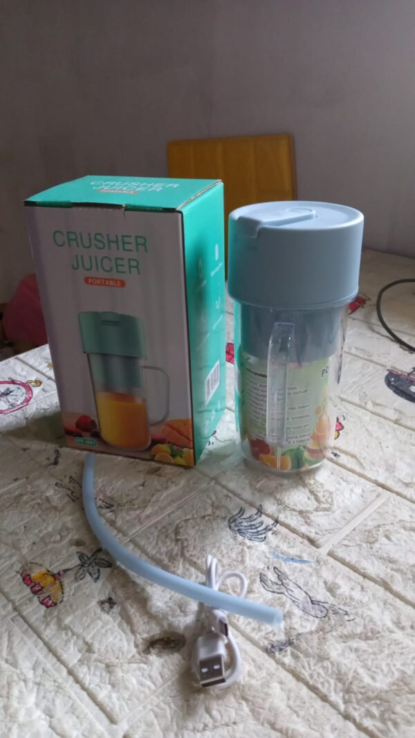 2 In1 Portable Crusher Juicer With Handle & Straw for Smoothie Sipper USB Rechargeable (340 ml) 6 Stainless Steel Blades Compact Juicer Mixer, Juicer Portable Fresh Juice Blender Portable Electric Juicer ( 340 ML ) - Image 8