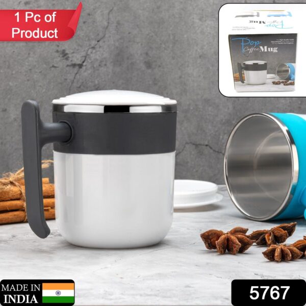 Stainless Steel Lid Cover Hot Coffee/Tea Mug Hot Insulated Double Wall Stainless Steel, Coffee and Milk Cup with Lid - Coffee Cup (1 Pc ) - Image 2