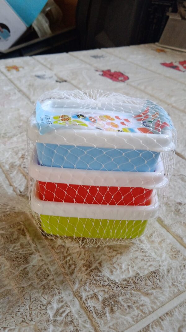 Plastic Airtight Containers Set, Small Plastic Container Set, Rectangular Plastic Food, Pickle, Fridge Containers Multicolor Kitchen Storage Container (3 Pcs Set) - Image 7