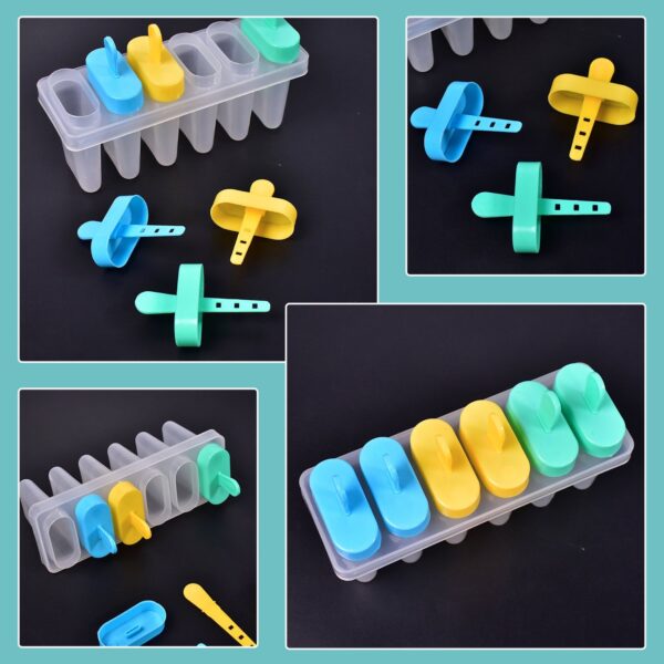 Ice Candy Maker Upgrade Popsicle Molds Sets 6 Ice Pop Makers Reusable Ice Lolly Cream Mold Home-Made Popsicles Mould with Stick - Image 3