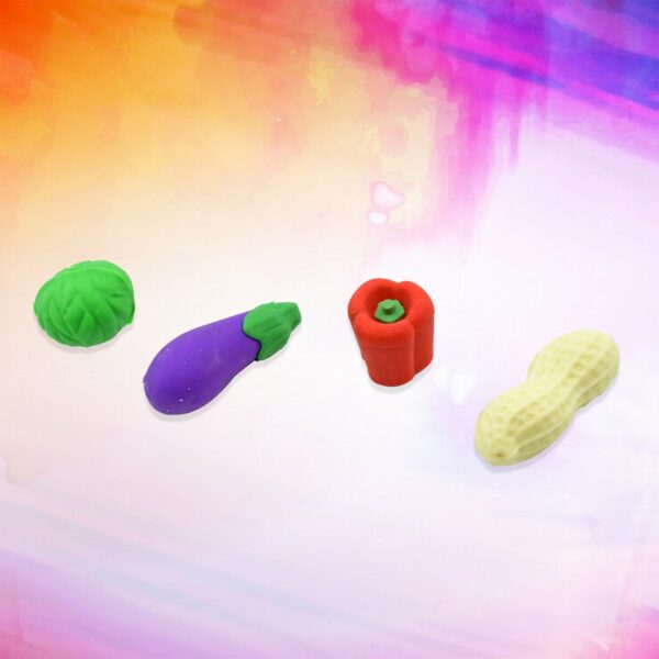 Mini Cute Vegetable & Fruit Erasers (4 Pc): Pencil Rubbers for Kids - Image 5