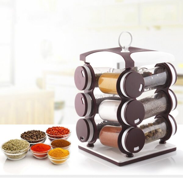 Spice jar Set - Food Grade Plastic 12pcs Spice jar (Brown Box) - Image 9