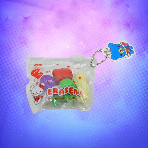 Mini Cute Vegetable & Fruit Erasers (4 Pc): Pencil Rubbers for Kids - Image 3